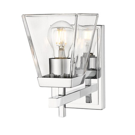 Z-Lite Lauren Wall Sconce, 1-Light, 5 In.W x 6.5 In.L x 8.5 In.H, Chrome/Clear 819-1S-CH